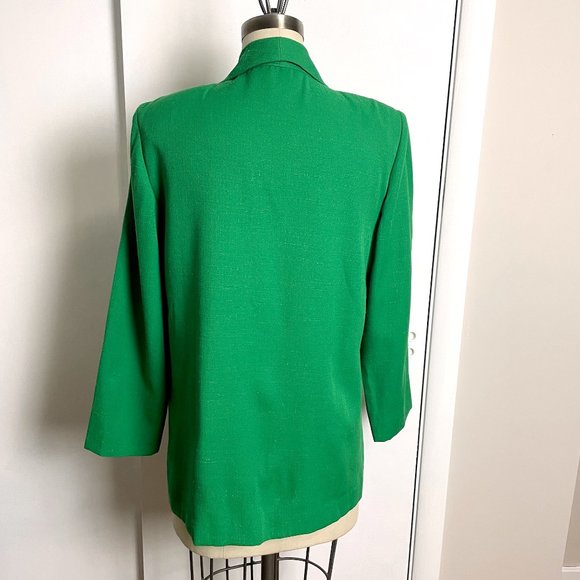 Oversized emerald green blazer with shawl collar - size 12P - Picture 3 of 9